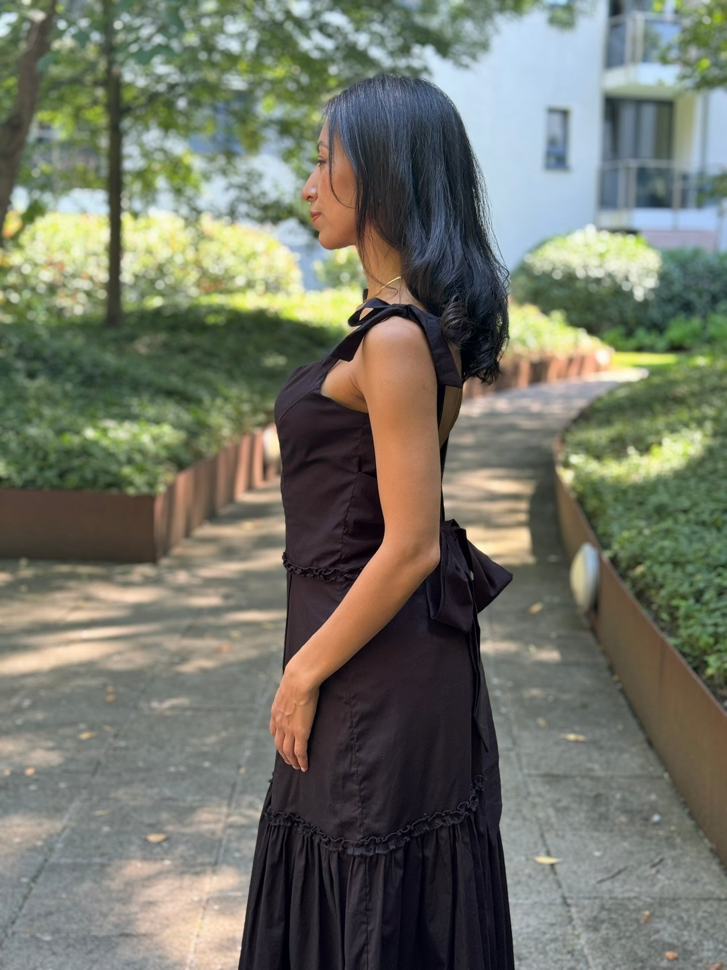 Lizzia Black Dress with Bow