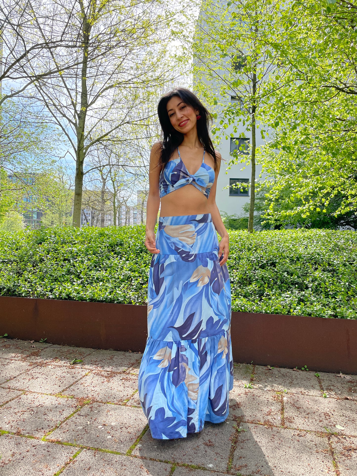 Linen Ruffle Celeste Set